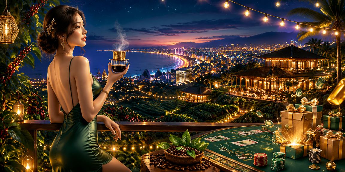 Người dùng tại Đà Nẵng ngồi quán cà phê tham gia live roulette và kiểm tra voucher sc68