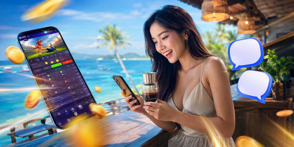 Người chơi trải nghiệm ứng dụng casino sc68 bên tách cà phê tại Phú Quốc
